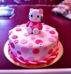 Rószaszín Hello Kitty torta. Rendelhető legkisebb méret 15 szeletes