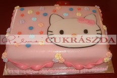 Rózsaszin Hello Kitty torta. Rendelhető legkisebb méret 20 szeletes