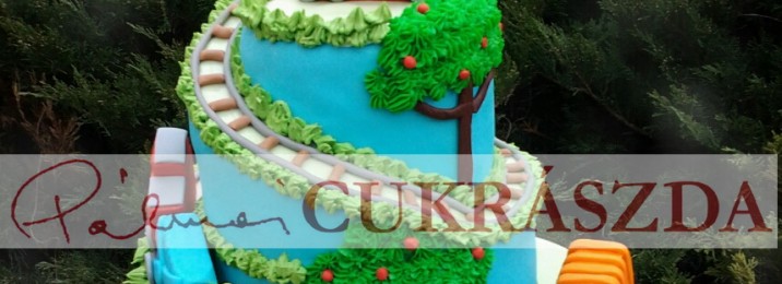 Gyerek születésnapi torta kisvonatokkal
