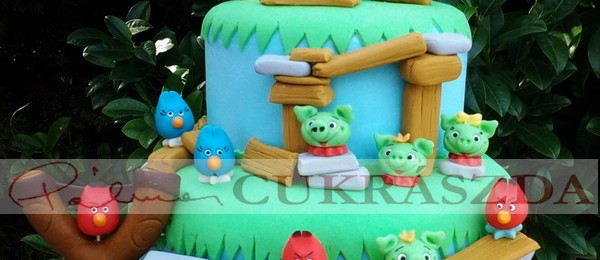 25 szeletes 2 emeletes angry birds torta, amely rendelhető egy szintesben is